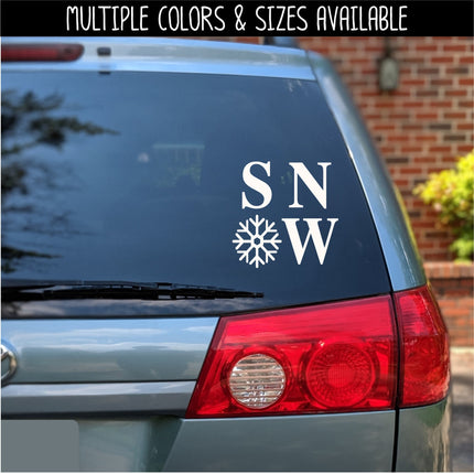 Square SNOW with Snowflake Decal, Snow Sticker, Christmas Decal, Holiday Sign, Snow Car Decal, Snow Wall Decal, Winter Decor, Seasonal Decor
