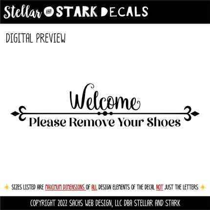 Welcome Remove Your Shoes Decal - Welcome Remove Your Shoes Sticker -Remove Shoes Door Decal -Remove Shoes Wall Decal -Remove Shoes Window