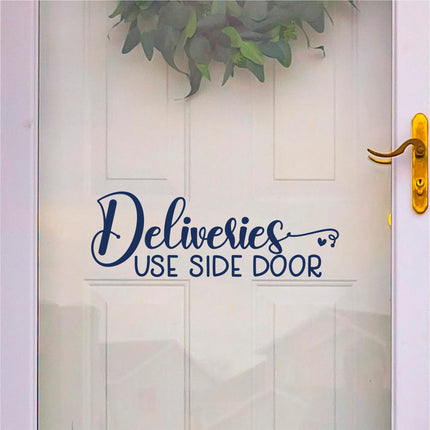 Cute Deliveries Use Side Door Decal, Deliveries Use Side Door Sticker, Door Decal, Wall Decal, Front Door Decal, Sign, Porch Sign, Gate Sign