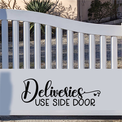 Cute Deliveries Use Side Door Decal, Deliveries Use Side Door Sticker, Door Decal, Wall Decal, Front Door Decal, Sign, Porch Sign, Gate Sign
