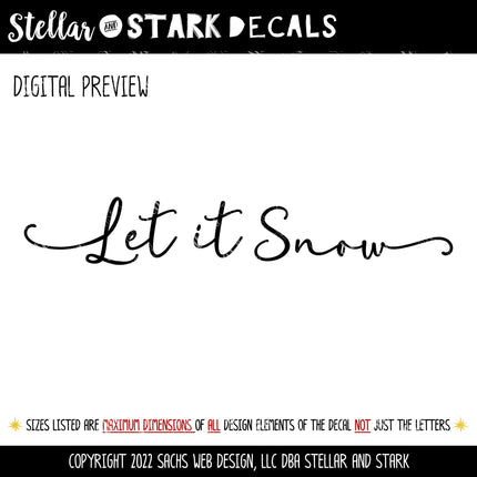 Cursive Let It Snow Decal, Let It Snow Sticker, Let It Snow Wall Decal, Let It Snow Door, Christmas Decal , Christmas Sticker, Snow Sign