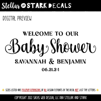 Customizable Welcome to our Baby Shower Decal, Customizable Baby Shower Sticker, Customizable Baby Shower Sign, Baby Shower Window Decal