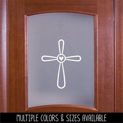 Outline Cross with Heart Vinyl Decal, Cross and Heart Vinyl Decal, Cross Sticker, Jesus Sticker, Christian Decal, Jesus Decal, Car Decal
