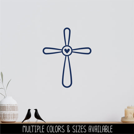 Outline Cross with Heart Vinyl Decal, Cross and Heart Vinyl Decal, Cross Sticker, Jesus Sticker, Christian Decal, Jesus Decal, Car Decal