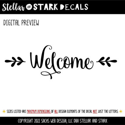Welcome with Foliage Vinyl Decal - Welcome Foliage Vinyl Sticker - Welcome Door Decal- Welcome Door Sticker - Welcome Mailbox Sticker - Sign