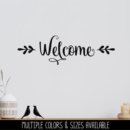 Welcome with Foliage Vinyl Decal - Welcome Foliage Vinyl Sticker - Welcome Door Decal- Welcome Door Sticker - Welcome Mailbox Sticker - Sign