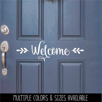 Welcome with Foliage Vinyl Decal - Welcome Foliage Vinyl Sticker - Welcome Door Decal- Welcome Door Sticker - Welcome Mailbox Sticker - Sign