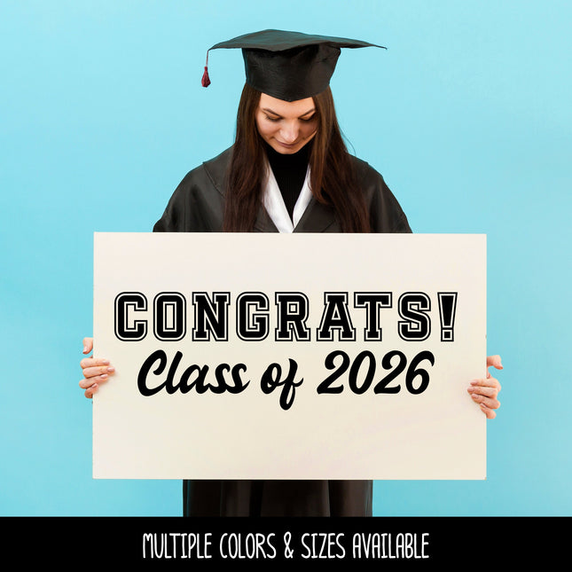 Congrats Class of 2026 Decal - Grad 2026 - Graduation Announcement Decal - Congrats Graduate Sign - Senior 2026, 2026 Car Decal, Vintage 70s
