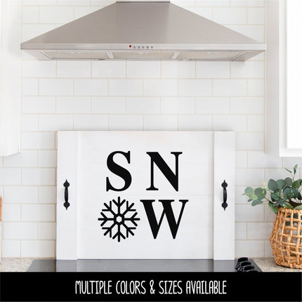 Square SNOW with Snowflake Decal, Snow Sticker, Christmas Decal, Holiday Sign, Snow Car Decal, Snow Wall Decal, Winter Decor, Seasonal Decor