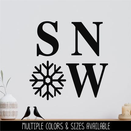 Square SNOW with Snowflake Decal, Snow Sticker, Christmas Decal, Holiday Sign, Snow Car Decal, Snow Wall Decal, Winter Decor, Seasonal Decor