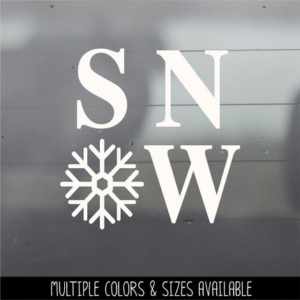 Square SNOW with Snowflake Decal, Snow Sticker, Christmas Decal, Holiday Sign, Snow Car Decal, Snow Wall Decal, Winter Decor, Seasonal Decor
