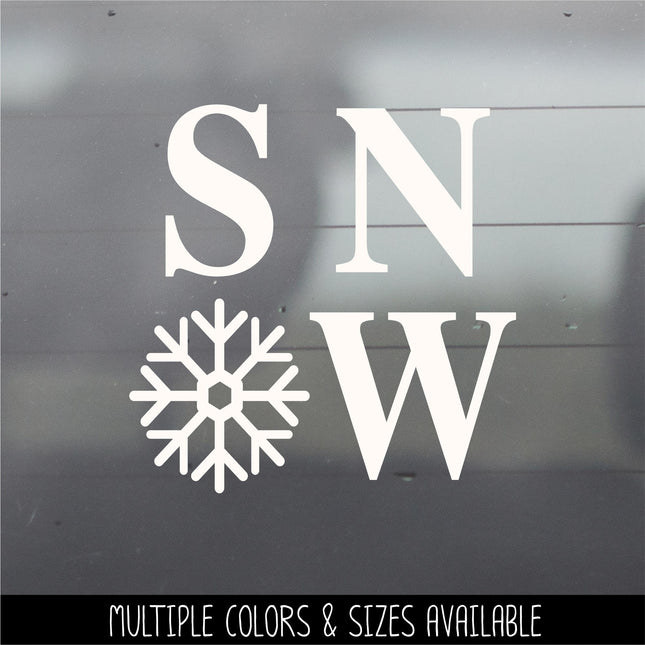 Square SNOW with Snowflake Decal, Snow Sticker, Christmas Decal, Holiday Sign, Snow Car Decal, Snow Wall Decal, Winter Decor, Seasonal Decor