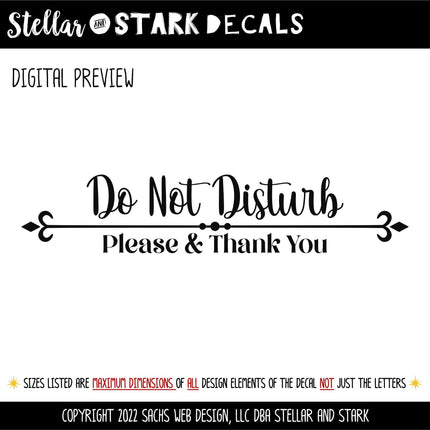 Do Not Disturb Vinyl Decal, Do Not Disturb Sticker , Do Not Disturb Door Decal, Do Not Disturb Sign, No Soliciting Decal, Don't Knock Sign