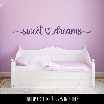 Sweet Dreams with Heart Decal, Sweet Dreams Sticker, Sweet Dreams Wall Mural, Sweet Dreams Sign, Bedroom Decal, Bedroom Sticker, Home Decor