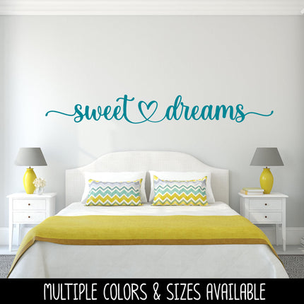 Sweet Dreams with Heart Decal, Sweet Dreams Sticker, Sweet Dreams Wall Mural, Sweet Dreams Sign, Bedroom Decal, Bedroom Sticker, Home Decor