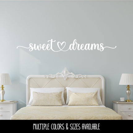 Sweet Dreams with Heart Decal, Sweet Dreams Sticker, Sweet Dreams Wall Mural, Sweet Dreams Sign, Bedroom Decal, Bedroom Sticker, Home Decor