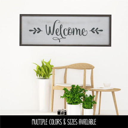 Welcome with Foliage Vinyl Decal - Welcome Foliage Vinyl Sticker - Welcome Door Decal- Welcome Door Sticker - Welcome Mailbox Sticker - Sign
