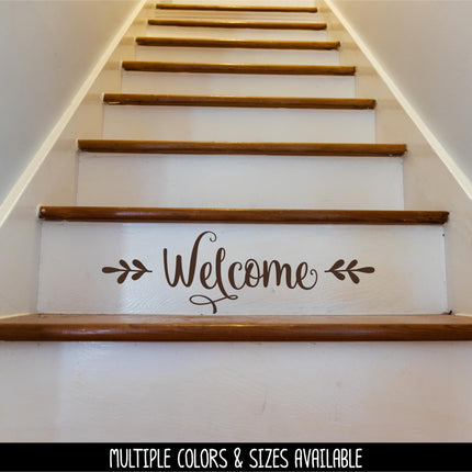 Welcome with Foliage Vinyl Decal - Welcome Foliage Vinyl Sticker - Welcome Door Decal- Welcome Door Sticker - Welcome Mailbox Sticker - Sign