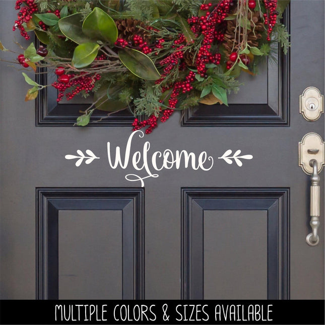Welcome with Foliage Vinyl Decal - Welcome Foliage Vinyl Sticker - Welcome Door Decal- Welcome Door Sticker - Welcome Mailbox Sticker - Sign