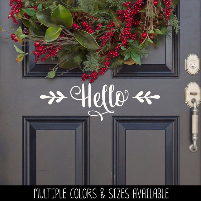 Floral Hello Vinyl Decal - Hello Vinyl Sticker - Hello Door Decal - Hello Car Decal - Hello Mailbox - Hello Door Sticker - Front Door Hello