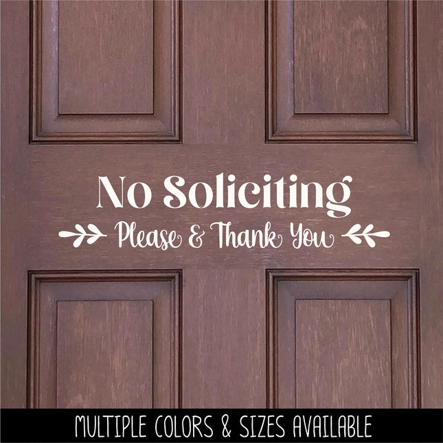 Floral No Soliciting Vinyl Decal, No Soliciting Vinyl Sticker, No Soliciting Door Decal, No Soliciting Window Decal, No Soliciting Sign