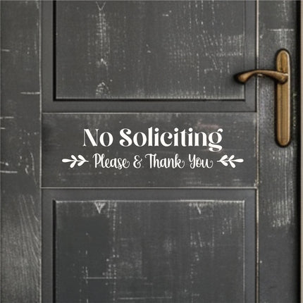 Floral No Soliciting Vinyl Decal, No Soliciting Vinyl Sticker, No Soliciting Door Decal, No Soliciting Window Decal, No Soliciting Sign