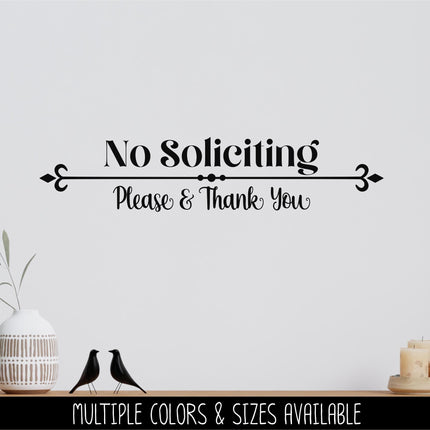 No Soliciting Vinyl Decal, No Soliciting Vinyl Sticker, No Soliciting Door Decal, No Soliciting Window Decal, No Soliciting Sign,Wall Decal