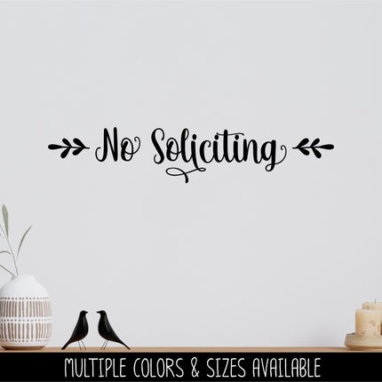 Floral No Soliciting Vinyl Decal, No Soliciting Vinyl Sticker, No Soliciting Door Decal, No Soliciting Window Decal, No Soliciting Sign
