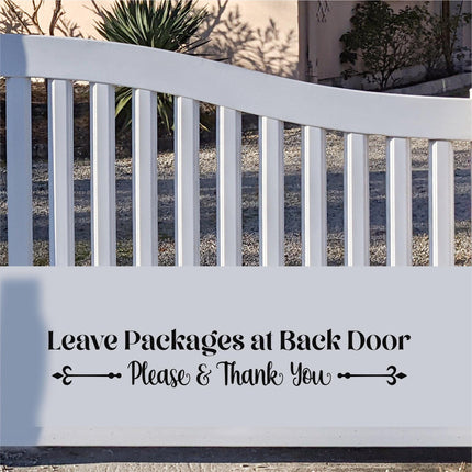 Leave Packages At Back Door Decal, Deliveries Use Back Door Sticker, Door Decal, Wall Decal, Front Door Decal, Sign, Porch Sign, Gate