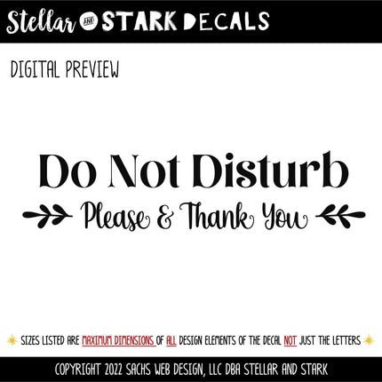 Floral Do Not Disturb Vinyl Decal, Do Not Disturb Sticker , Do Not Disturb Door Decal, Do Not Disturb Sign, No Soliciting Decal, Don't Knock