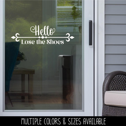 Hello Lose the Shoes Vinyl Decal, Hello Lose the Shoes Sticker, Remove Your Shoes Decal, Shoes Off Decal, Remove Your Shoes Sign
