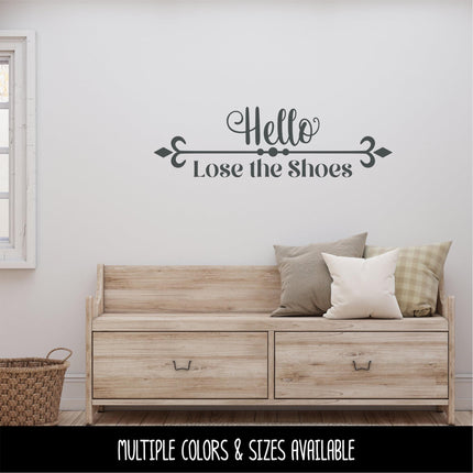 Hello Lose the Shoes Vinyl Decal, Hello Lose the Shoes Sticker, Remove Your Shoes Decal, Shoes Off Decal, Remove Your Shoes Sign
