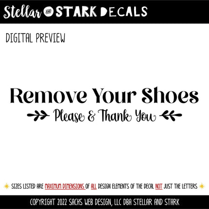 Remove Your Shoes Please and Thank You Decal -Remove Your Shoes Sticker -Remove Your Shoes Door Decal -Remove Your Shoes Wall Decal - Sign