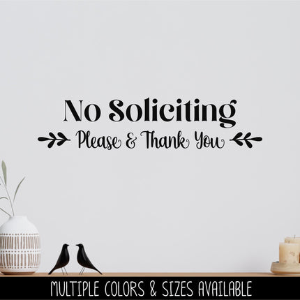 Floral No Soliciting Vinyl Decal, No Soliciting Vinyl Sticker, No Soliciting Door Decal, No Soliciting Window Decal, No Soliciting Sign