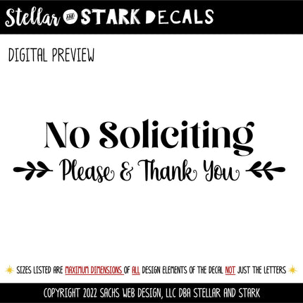 Floral No Soliciting Vinyl Decal, No Soliciting Vinyl Sticker, No Soliciting Door Decal, No Soliciting Window Decal, No Soliciting Sign