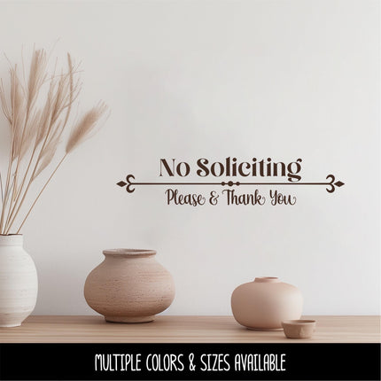 No Soliciting Vinyl Decal, No Soliciting Vinyl Sticker, No Soliciting Door Decal, No Soliciting Window Decal, No Soliciting Sign,Wall Decal