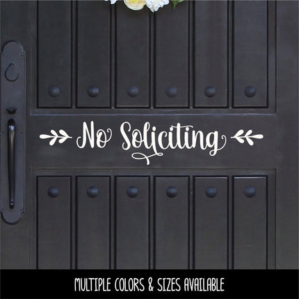 Floral No Soliciting Vinyl Decal, No Soliciting Vinyl Sticker, No Soliciting Door Decal, No Soliciting Window Decal, No Soliciting Sign