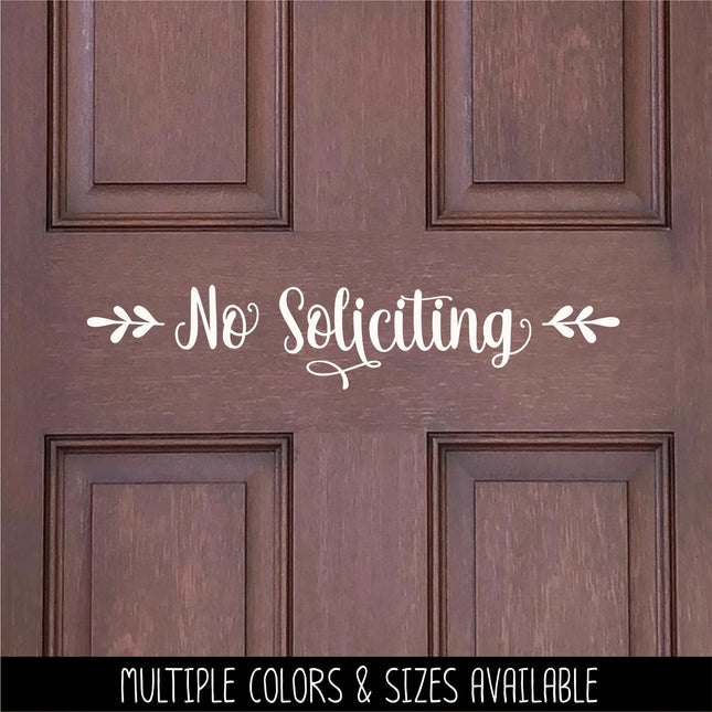 Floral No Soliciting Vinyl Decal, No Soliciting Vinyl Sticker, No Soliciting Door Decal, No Soliciting Window Decal, No Soliciting Sign