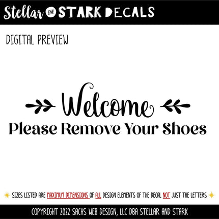 Floral Welcome Remove Your Shoes Decal, Welcome Remove Your Shoes Sticker, Remove Shoes Door Decal, Remove Shoes Wall, Remove Shoes Window