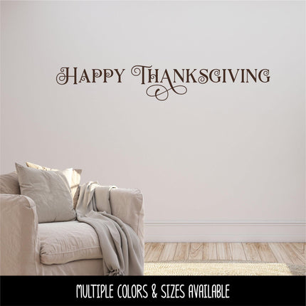 Happy Thanksgiving Decal, Happy Thanksgiving Sticker, Happy Thanksgiving Door Decal, Thanksgiving Wall Decal, Happy Thanksgiving Sign, Decor