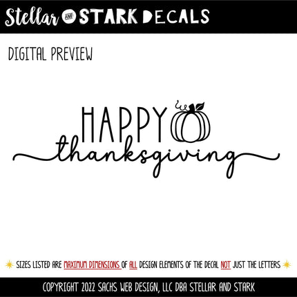 Happy Thanksgiving Decal, Happy Thanksgiving Sticker, Happy Thanksgiving Door Decal, Thanksgiving Wall Decal, Happy Thanksgiving Sign, Decor