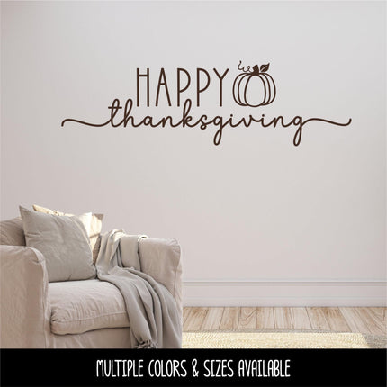 Happy Thanksgiving Decal, Happy Thanksgiving Sticker, Happy Thanksgiving Door Decal, Thanksgiving Wall Decal, Happy Thanksgiving Sign, Decor