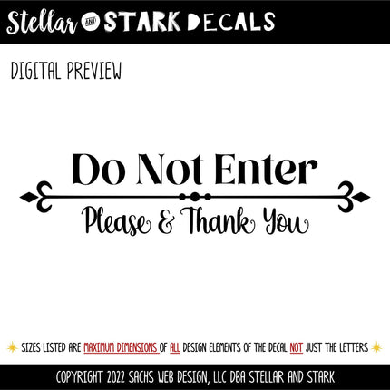 Do Not Enter Please & Thank You Decal - Do Not Enter Sticker - Do Not Enter Sign - Do Not Enter Wall Decal - Do Not Enter Door Decal
