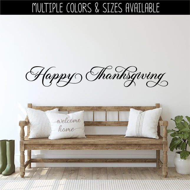 Happy Thanksgiving Decal, Happy Thanksgiving Sticker, Happy Thanksgiving Door Decal, Thanksgiving Wall Decal, Happy Thanksgiving Sign, Decor