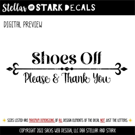 Shoes Off Please & Thank You Decal - Shoes Off Sticker - Shoes Off Sign - Shoes Off Wall Decal - Shoes Off Door Decal - Remove Your Shoes