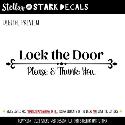Lock Door Please & Thank You Decal - Lock Door Sticker - Lock Sign - Lock Door Wall Decal - Lock Door Door Decal - Keep Door Locked Decal