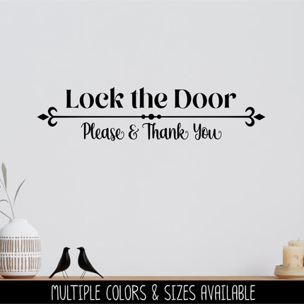Lock Door Please & Thank You Decal - Lock Door Sticker - Lock Sign - Lock Door Wall Decal - Lock Door Door Decal - Keep Door Locked Decal