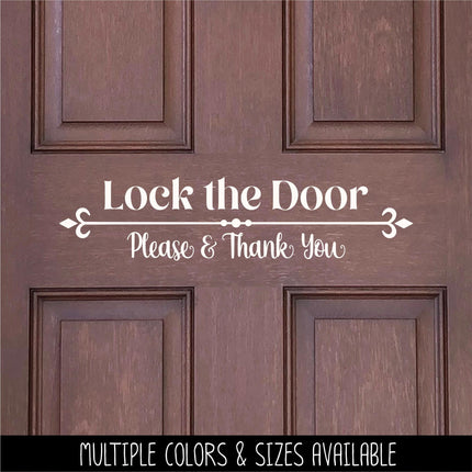 Lock Door Please & Thank You Decal - Lock Door Sticker - Lock Sign - Lock Door Wall Decal - Lock Door Door Decal - Keep Door Locked Decal