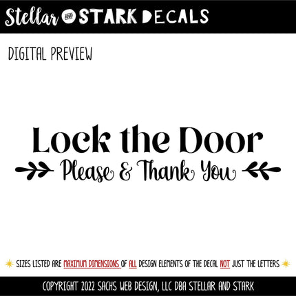 Floral Lock Door Please & Thank You Decal - Lock Door Sticker - Lock Sign - Lock Door Wall Decal - Lock Door Decal - Keep Door Locked Decal