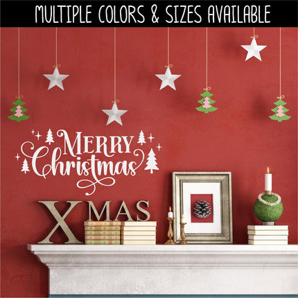 Merry Christmas Vinyl Decal - Cursive Merry Christmas Vinyl Sticker - Merry Christmas Door Decal - Merry Christmas Wall Decal - Xmas Decal